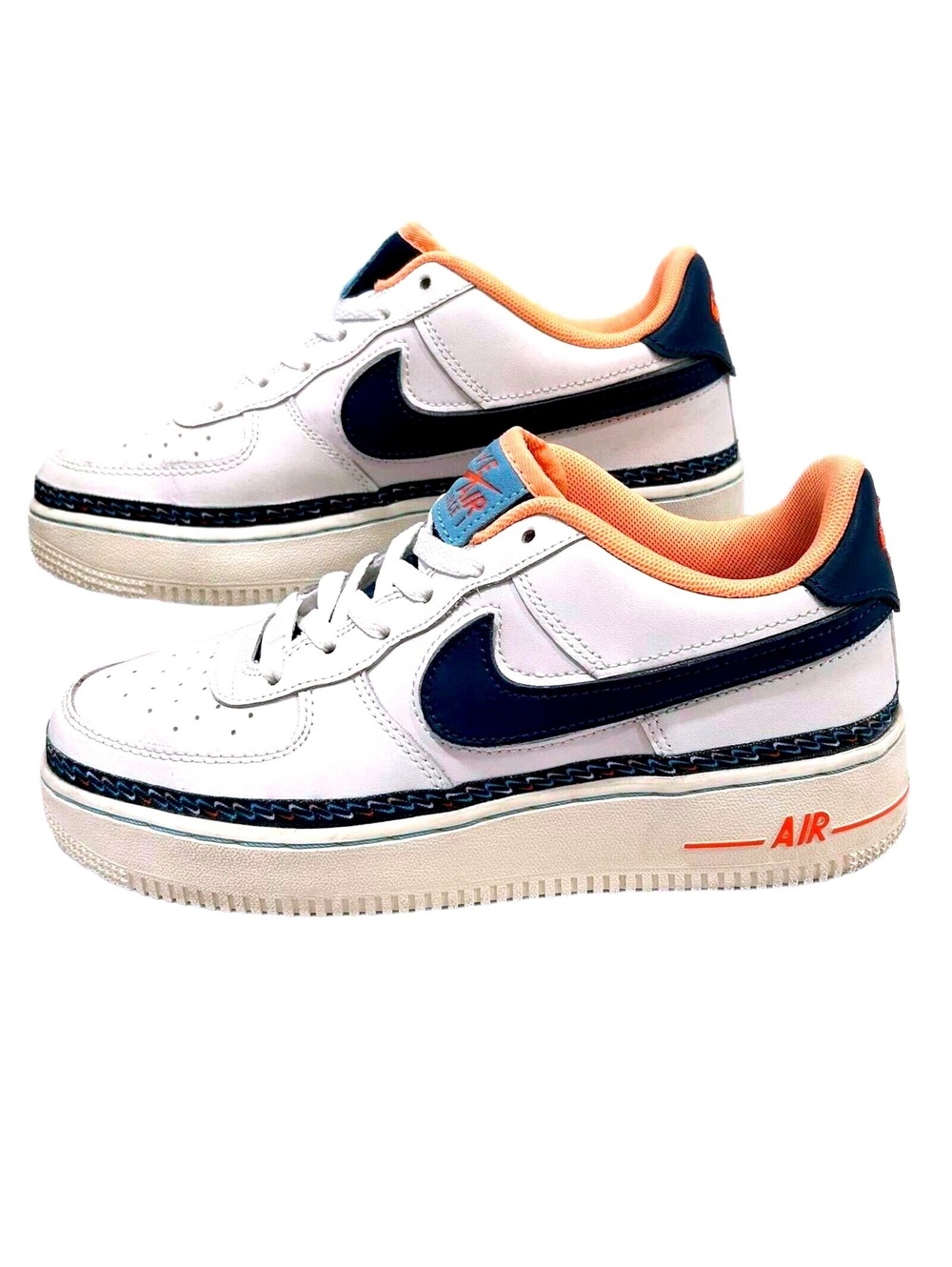 Nike Air Force 1 Low 2019 GS "Swoosh Chain" White/Blue, Youth/Men's 6